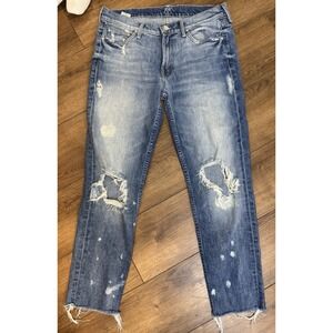 Mother Jeans 28 Dropout Fray Distressed Straight Designer EUC
